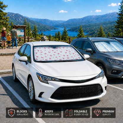 Car Windshield Sun Shade, Funny Cartoon Eyes Sun Visor for Car Windshield Universal Fits Sedan Compact Car Hatchback SUV, UV Heat Protection - 59 x 27.5