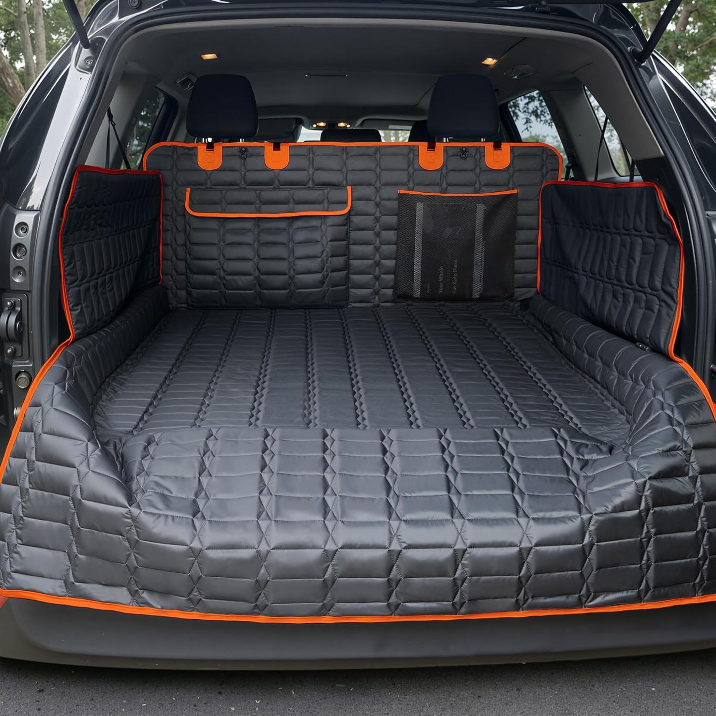 Reliadura SUV Cargo Liner for Dogs, Waterproof Dog Trunk Cover with Bumper Flap Protector, Pet Cargo Mat for SUVs Sedans Vans, Non-Slip Scratchproof Dog Seat Cover, Large Size Universal Fit