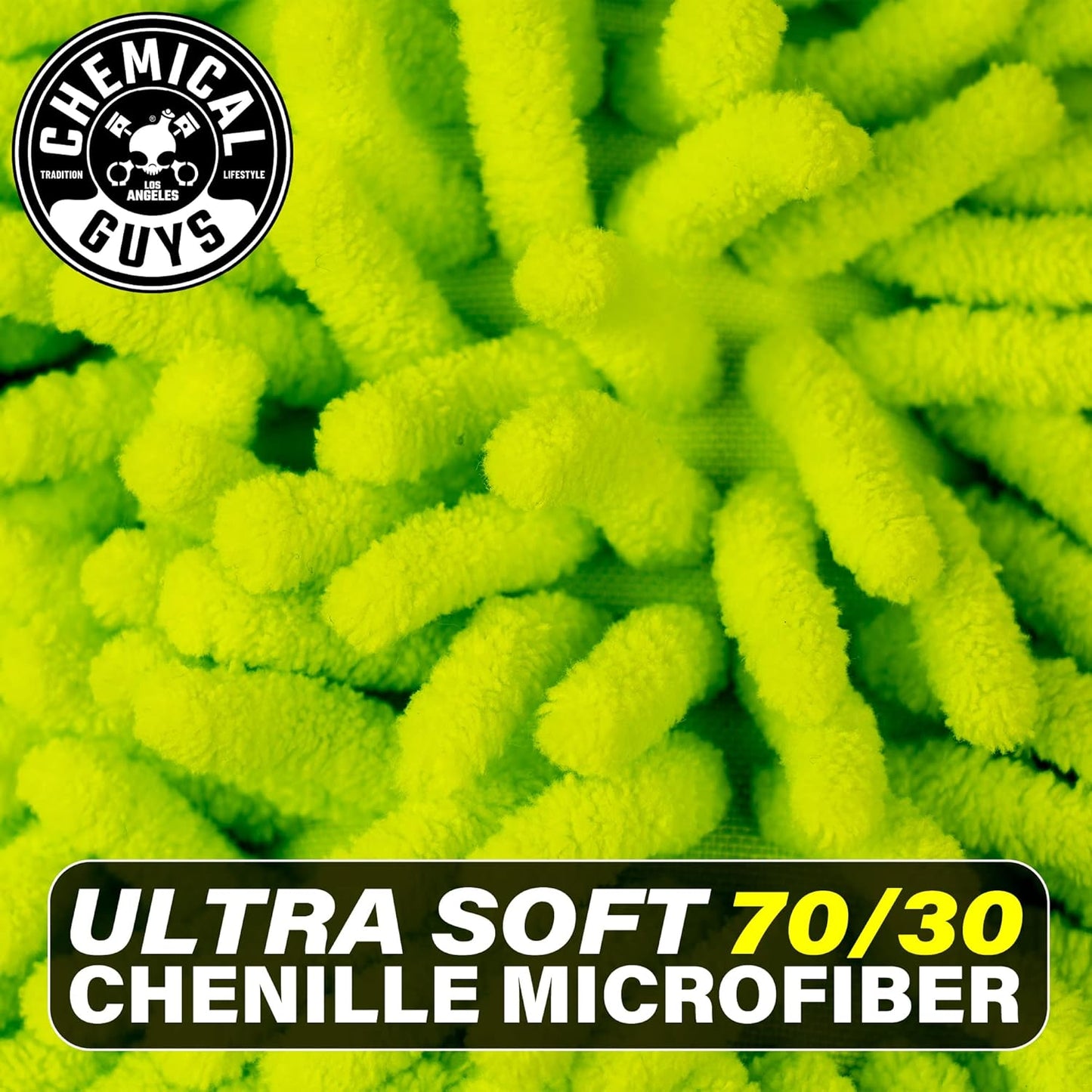 Chemical Guys Chenille Premium Scratch-Free Microfiber Wash Mitt for Car Washing - 2 Pack, Lime Green, Ultra-Soft Car Wash Gloves, Swirl-Free Finish, Safe for Trucks, SUVs, Motorcycles, and More
