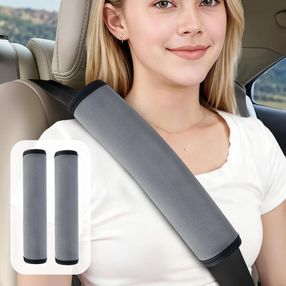 Extra Long Car Seat Belt Cover, 2Pack Waterproof Seatbelt Shoulder Pad for Comfortable Driving, Soft Seatbelt Strap Covers for Adults Kids Women & Men, Machine Washable, Grey
