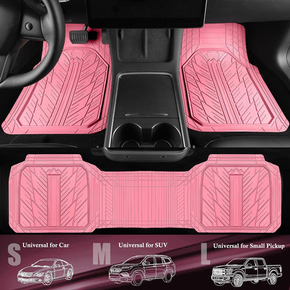 CAR PASS Heavy Rubber Car Floor Mats, Deep Waterproof Car Mats All Weather, Universal Trim-to Fit Automotive Floor Mats for Car SUV Truck Van, Durable Floor Liners Solid Black