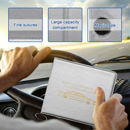 Ziciner Car Registration Insurance Holder, 2Pack Essential Auto Card Document Glove Box Organizer with Touch Fastener, Vehicle Interior Accessories Perfect for Most Car, Truck, SUV (Red/Small Car)