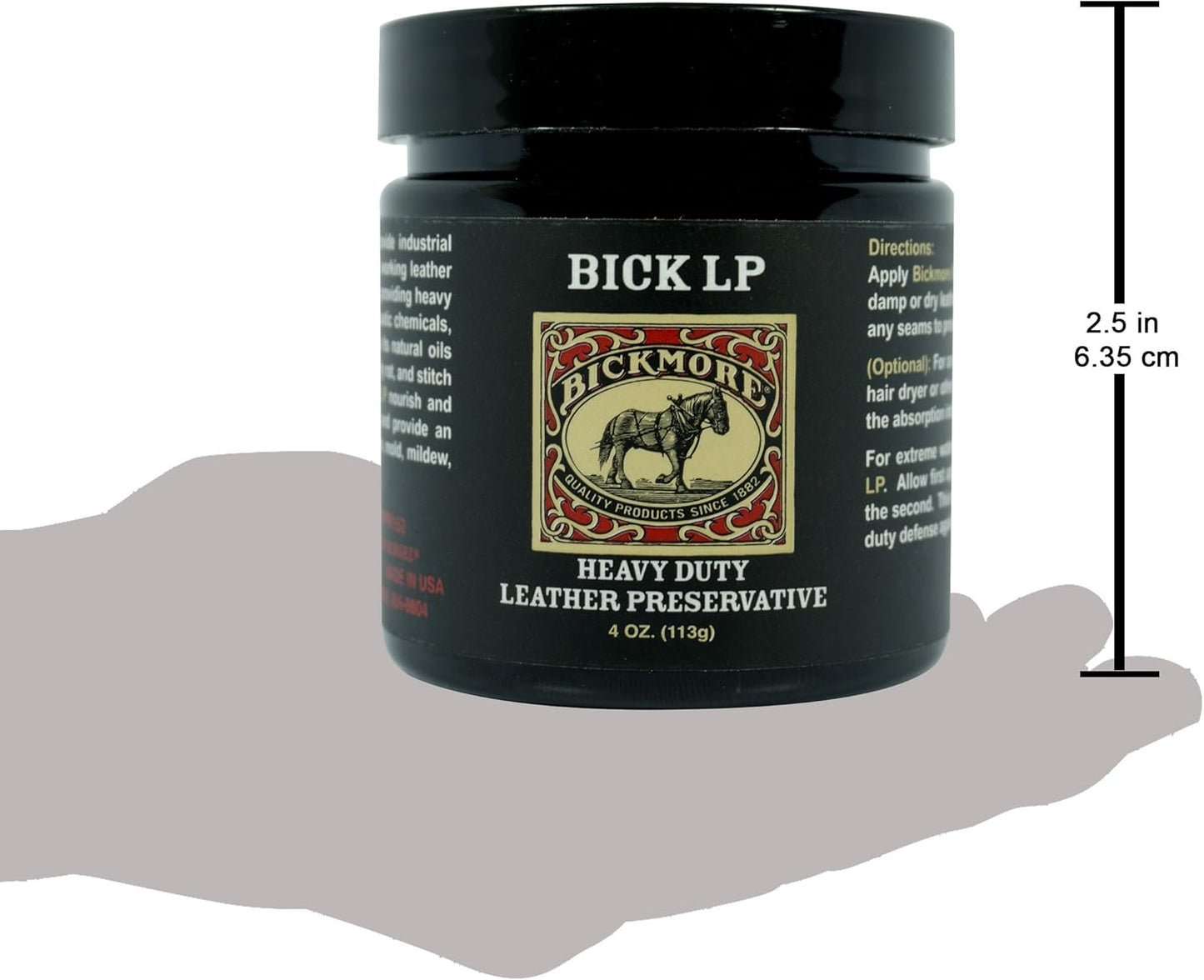 Leather Conditioner, Scratch Repair | Bickmore Bick LP 4oz - Heavy Duty LP Leather Preservative | Leather Protector, Softener and Restorer Balm for Dry, Cracked, and Scratched Leather | Made in USA
