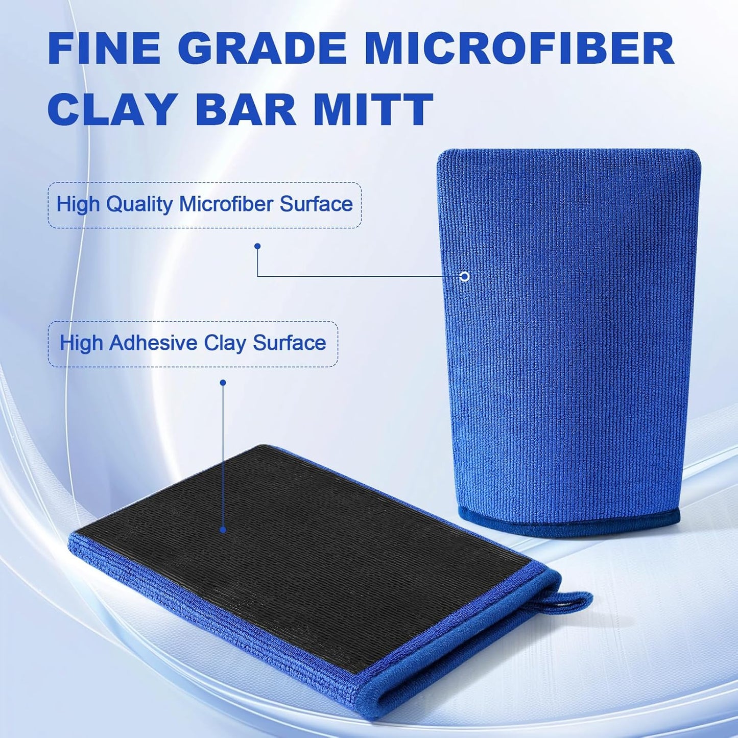 Clay Mitt Auto Detailing 4 Pack, Fine Grade Microfiber Car Clay Bar Mitt, DIY Detail Tool & Kit Car Detailing Alternative (Blue)