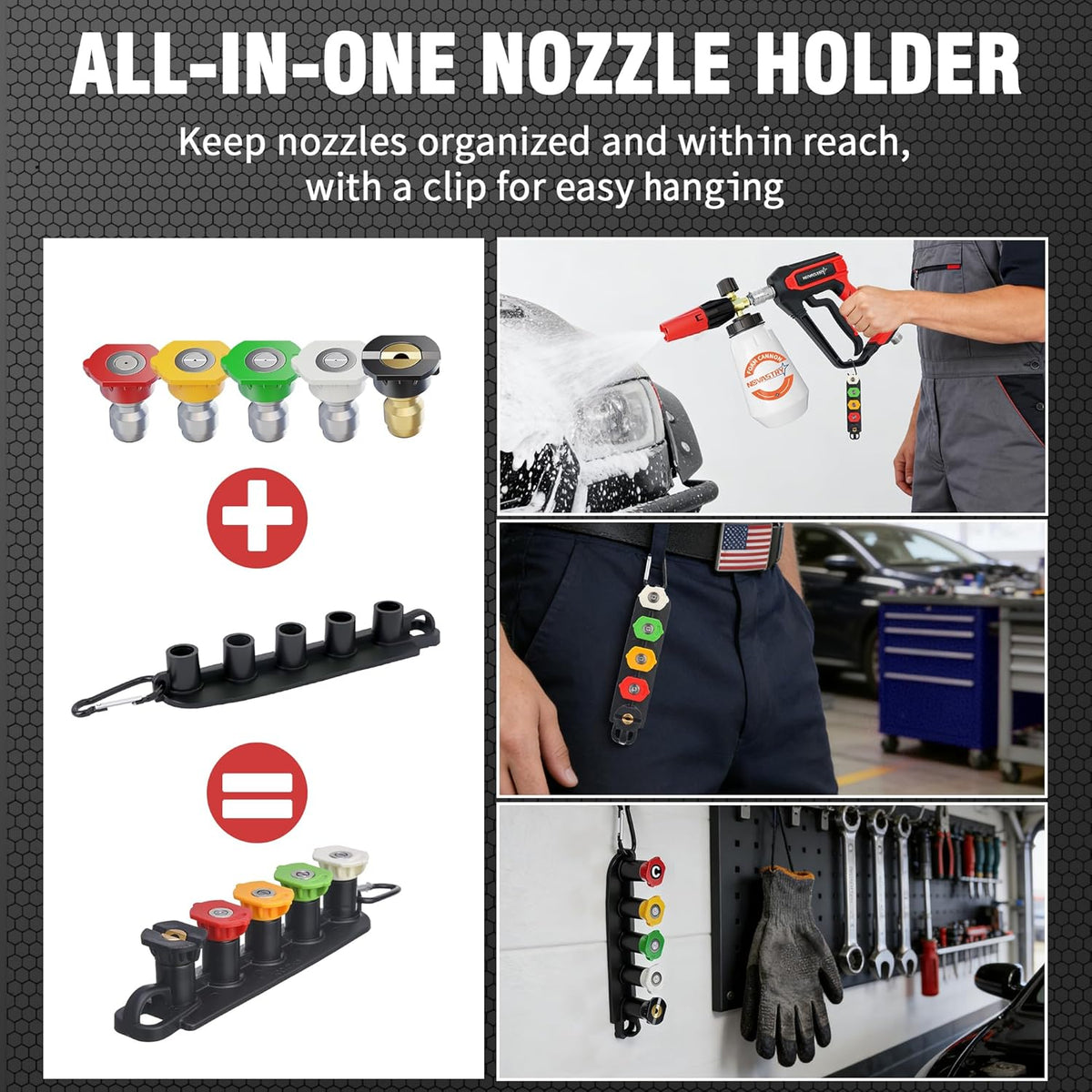 Pressure Washer Foam Cannon Gun & Sprayer Kit, Car Wash Kit, 5 Adjustable Nozzles, 1/4" Quick Connect, Fits for 1000-4000 PSI, Includes Foam Sprayer & Accessories