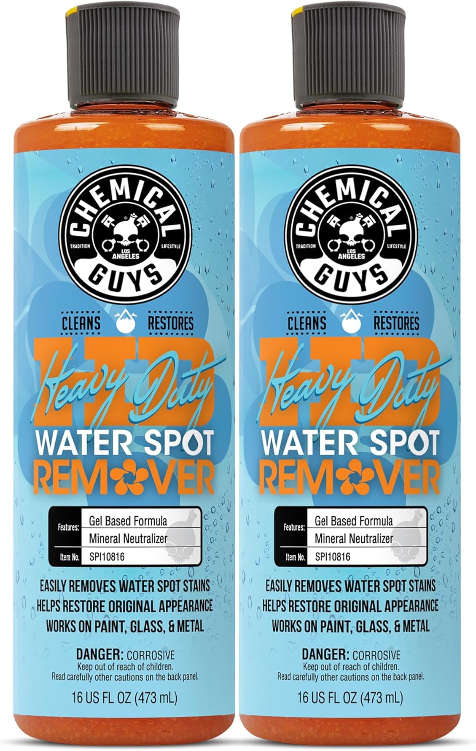 Chemical Guys Heavy Duty Water Spot Remover Gel for Paint, Glass, and Metal - Mineral and Water Spot Remover for Cars, Trucks, Motorcycles, RVs & More - 16 oz