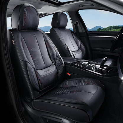 Coverado Seat Covers Full Set, Black Seat Covers for Cars 5 Seats, Car Seat Protector, Waterproof Nappa Leather Car Seat Cushion, Front and Rear Car Seat Cover Fit for Most Sedans SUV Pick-up Truck - Colors B