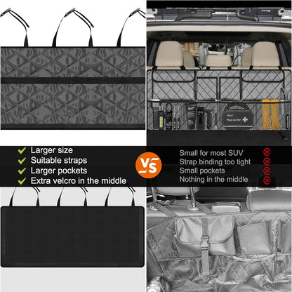 Femuar Car Trunk Organizer, Large Capacity Backseat Trunk Organizer (42"*18"), Collapsible Car Storage Bag with 8 Pockets, SUV/MPV/Truck - Black