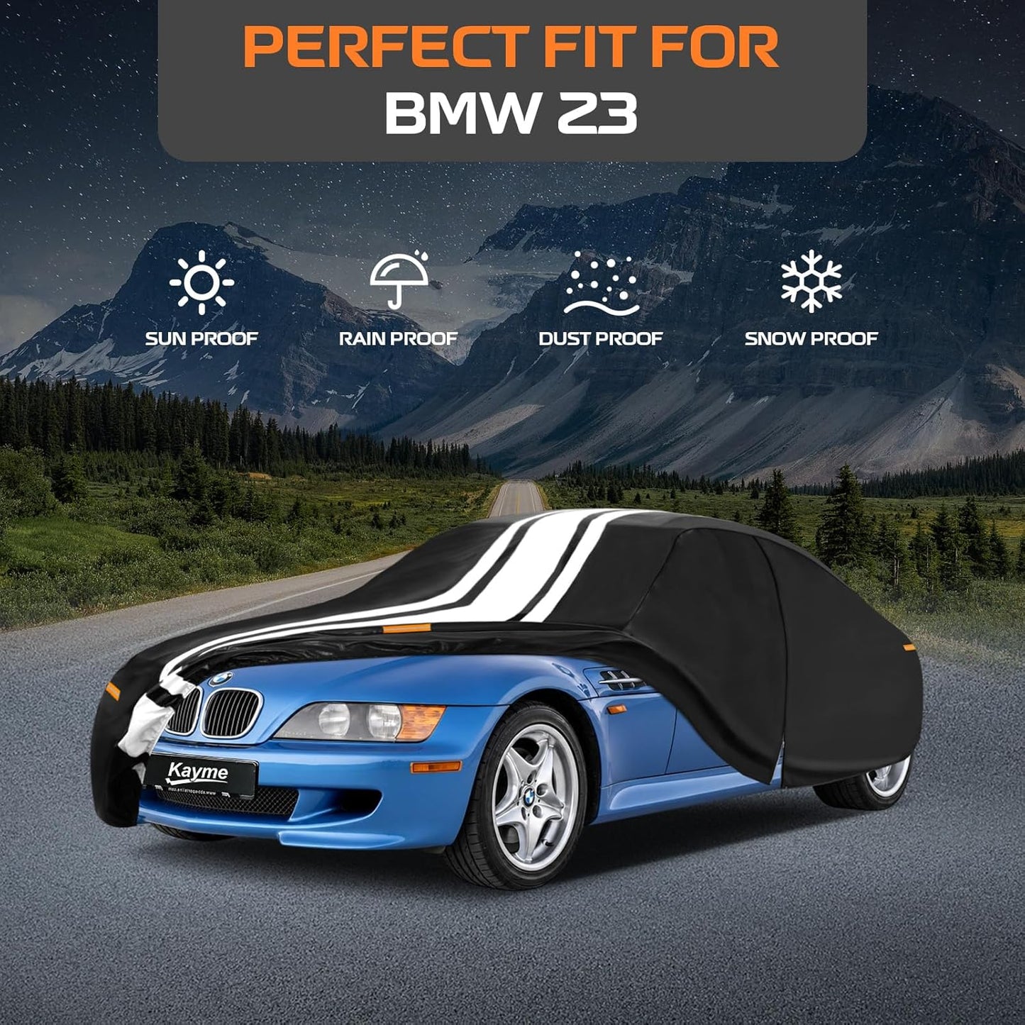 Kayme Heavy Duty Car Cover Custom Fit for BMW 3 Series 320i 325i 328i 330i 335i (1982-2026), Outdoor Full Exterior Cover with Tape and Towel, Rain Snow Sun UV Protection. - Colors A