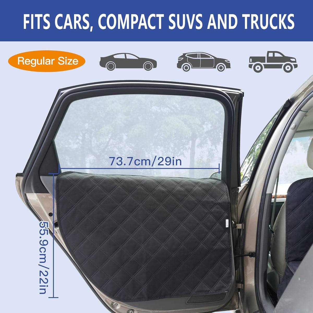 ALLANSING Dog Car Door Protector 2-Pack, Protects Doors from Dog Scratches, 900D Heavy Duty Thick Fabric, Window Roll Compatible & No Tint Damage, Secure Fit for Cars/SUVs/Trucks