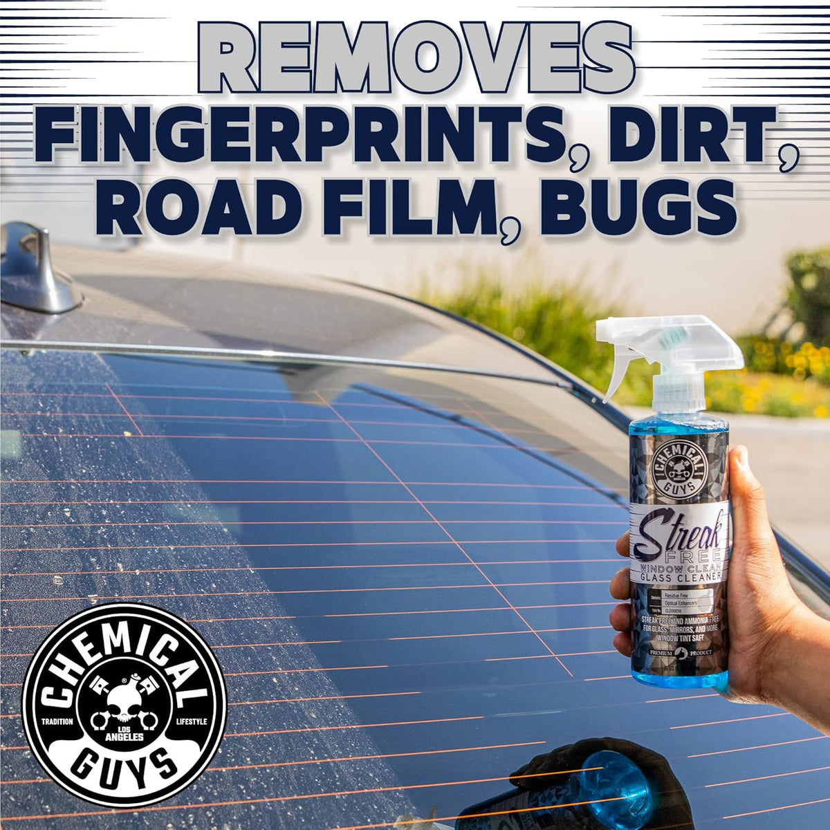 Chemical Guys Streak Free Glass and Window Cleaner - Works on Glass, Windows, Mirrors, and Screens, Ammonia-Free and Safe on Tinted Windows, for Cars, Trucks, SUVs, and Home Use - 16 oz