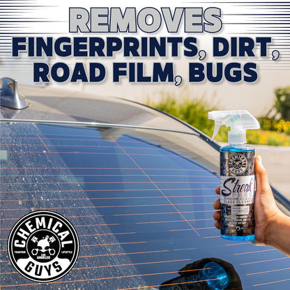 Chemical Guys Streak Free Glass and Window Cleaner - Works on Glass, Windows, Mirrors, and Screens, Ammonia-Free and Safe on Tinted Windows, for Cars, Trucks, SUVs, and Home Use - 16 oz