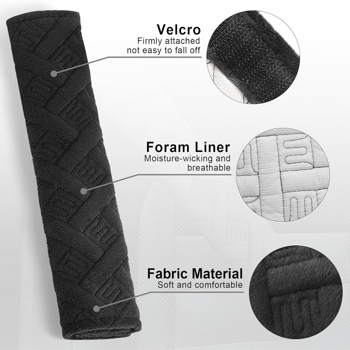 JUSTTOP 2-Pack Universal Car Seat Belt Pads Cover for A More Comfortable Driving, Seat Belt Shoulder Strap Covers Harness Pad for Car Interior Accessories(Black)