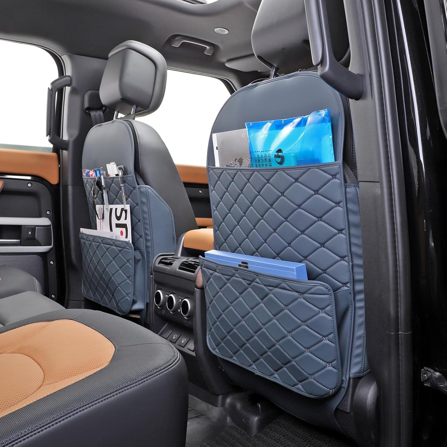 TAIKOO Seat Back Protector + Large Capacity Pocket Storage Organizer,Preventing the Impact of Children Stepping on the Seat Backrest (Black)