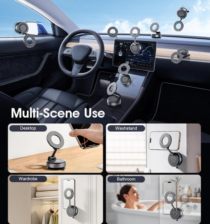 REOKILY 2026 Upgraded Vacuum Magnetic Car Phone Holder 360° Reinforced 96LBS Ultra Suction Cup Phone Mount for MagSafe Cell Phone Holders for Your Car/Gym/Mirror Mount for iPhone & Android