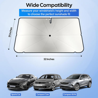 Econour Windshields Sun Shade for Car | Medium Foldable Car Sunshade & Window Tint | UV & Heat Protection Front Window Sun Shield, Keeps Interior Cool, Fits Sedans SUVs & Trucks (57” x 33”)