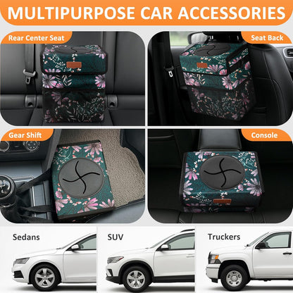 Vankor Car Trash Can Bin with Lid Hanging for Back Seat, Car Accessories for Women Men Leak Proof Automotive Garbage Cans Leakproof Vehicle Trash Can for Truck SUV Black