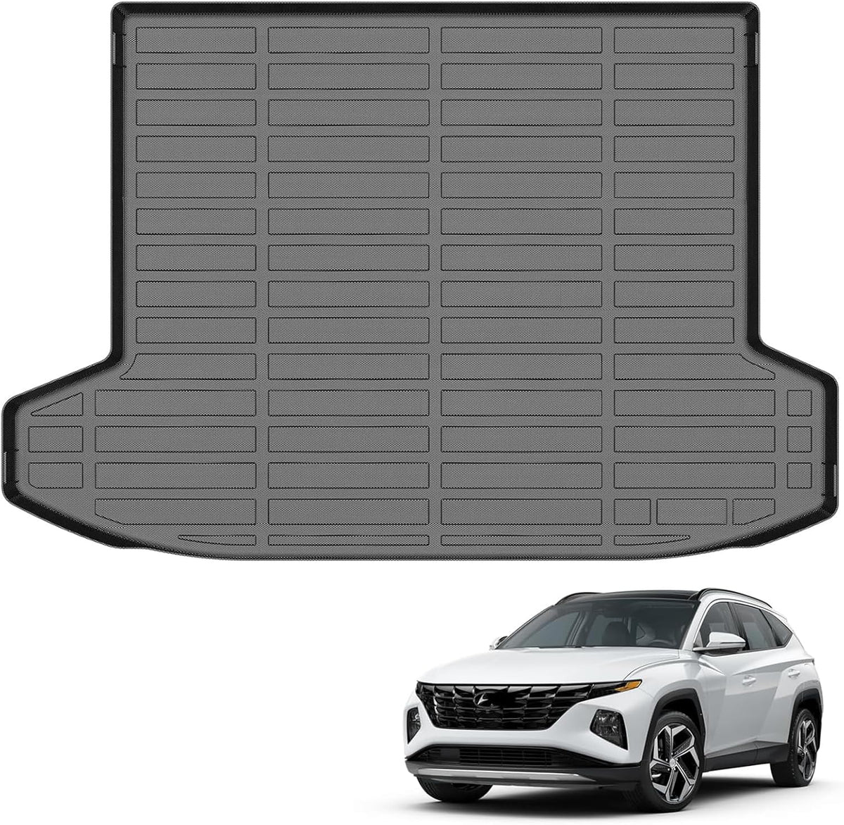 Auxko All Weather Floor Mat & Cargo Mat Fit for 2026 2025 2024 2023 2022 Hyundai Tucson Hybrid(Not PHEV) TPE Liner Tucson Accessory Set All Season Odorless Anti-Slip Floor Liner
