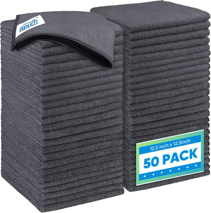 HOMEXCEL Microfiber Cleaning Cloth 12 Pack, 12.5 x 12.5 inch Microfiber Towels for Cars, Ultra Absorbent Washing Cloth, Lint Free Streak Free Cleaning Rags for Car, Kitchen, and Window (Grey)