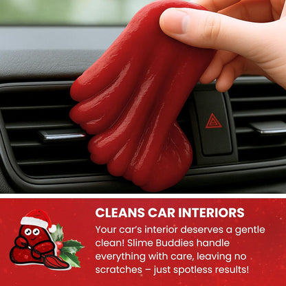 Slime Buddies Car Cleaning Gel Putty - Strawberry Scented Interior Detailing Tool for Cup Holders, Air Vents & Keyboard - Reusable Auto Detailing Accessories - Dust Remover Goop - Gifts for Men Women