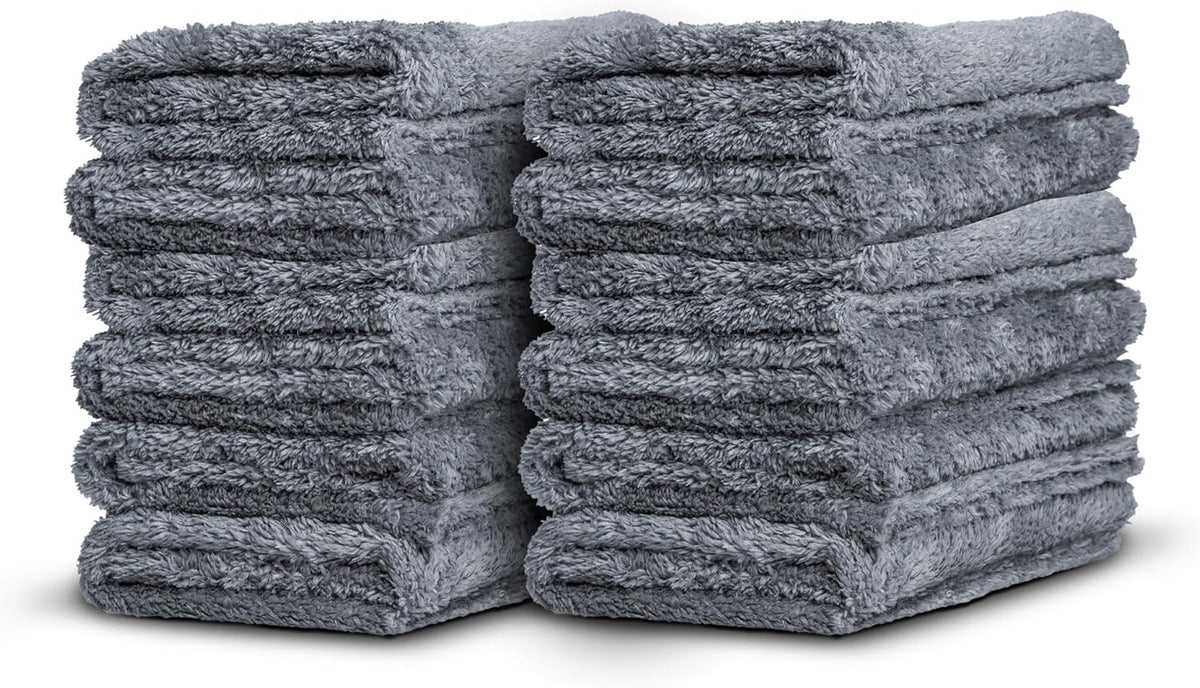Adam's Borderless Grey Microfiber Towel (6pk) - Premium Ultra Soft Car Detailng Towel Cloths, 480gsm - Safe for Car Wash, Home Cleaning & Pet Drying Cloths (16 Inch x 16 Inch)