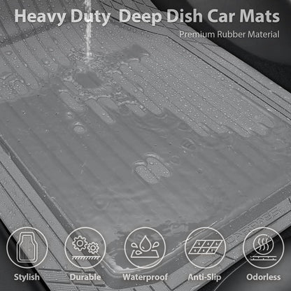 CAR PASS Heavy Duty Rubber Floor Mats for Car, Waterproof Liner Deep Dish Car Mats Full Sets, Universal Trim to Fit for SUV Truck Sedans Vans, All Weather Automotive Floor Mats 3pcs, Solid Black