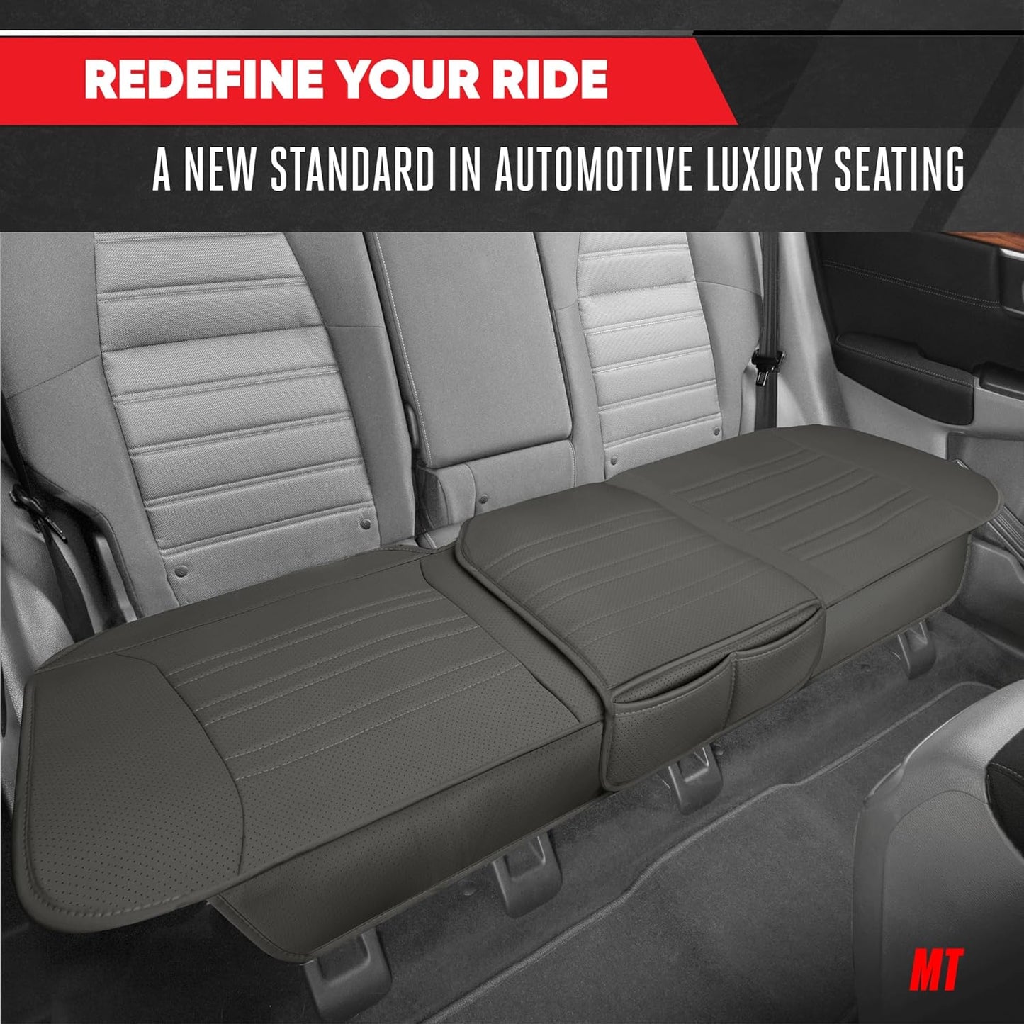 Motor Trend Seat Covers for Cars Trucks SUV, Faux Leather 2-Pack Black Padded with Storage Pockets, Premium Interior Car Seat Cover