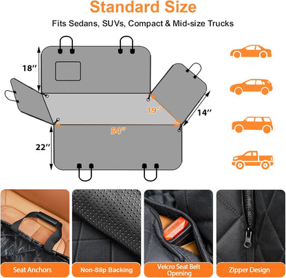 URPOWER Dog Car Seat Cover for Pets 100% Waterproof Seat Cover Hammock 600D Heavy Duty Scratch Proof Nonslip Durable Soft Back Seat Covers for Cars and SUVs