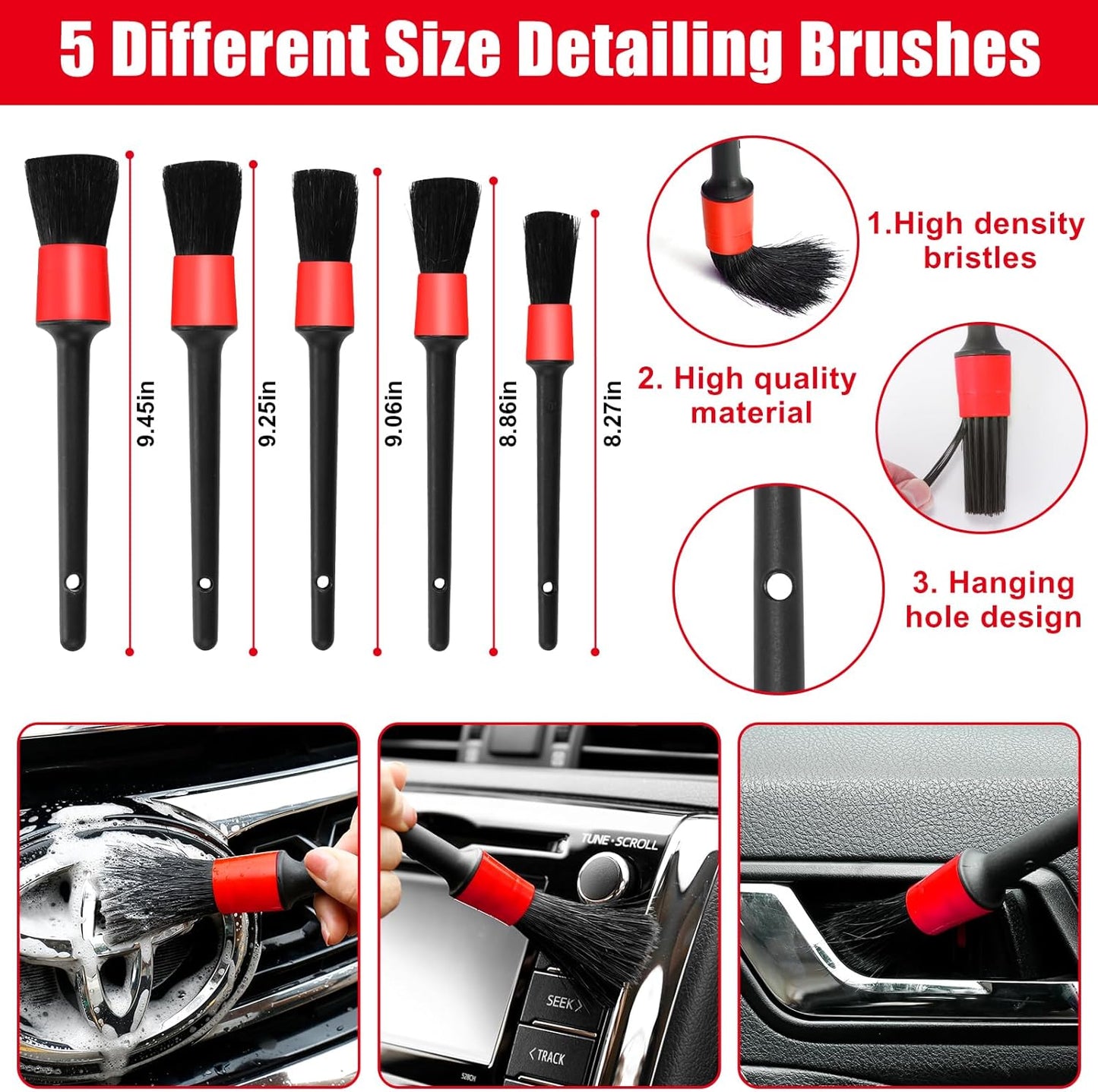 17pcs Car Cleaning Kit, Pink Car Interior Detailing Kit with High Power Handheld Vacuum, Detailing Brush Set, Windshield Cleaner, Cleaning Gel, Complete Auto Accessories for Women Gift