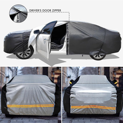 6 Layers Car Cover Waterproof All Weather Car Cover Waterproof All Weather, Outdoor Full Exterior Cover Rain Sun UV Snowproof Protection with Zipper Cotton for SUV (185-190inch)