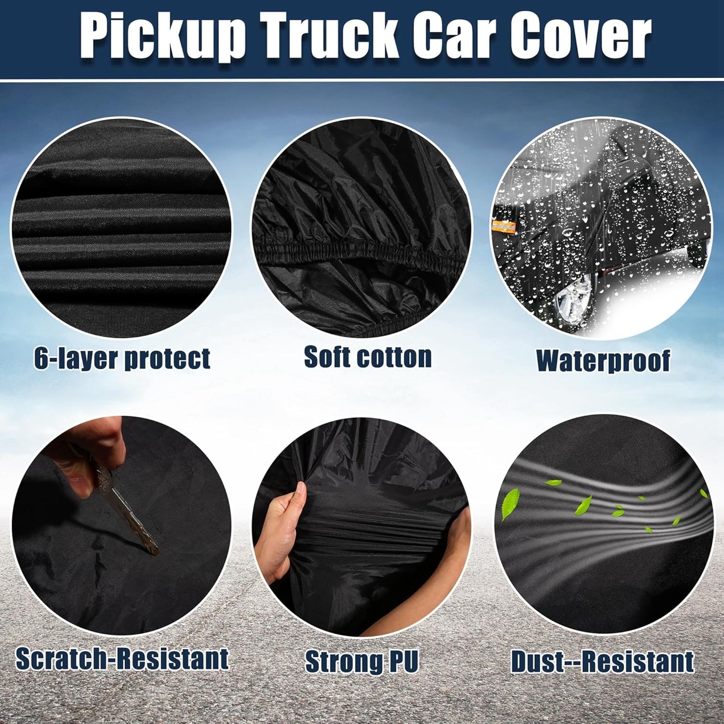 X AUTOHAUX SUV Car Cover for Chevrolet Tahoe 4 Door 2007-2024 Outdoor Waterproof Sun Rain Dust Wind Snow Protection 190T PU W/Driver Door Zipper Black