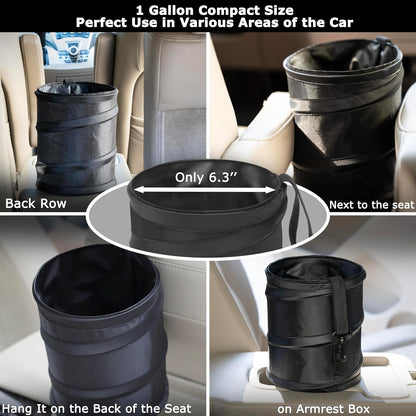 Ginsco 4 Gallons New Leakproof Car Trash Can, Large Trash Can Pop-up Collapsible Hanging Car Trash Bin, Waterproof PEVA Liner Open-Top Garbage Can for Cars Home Office Camping