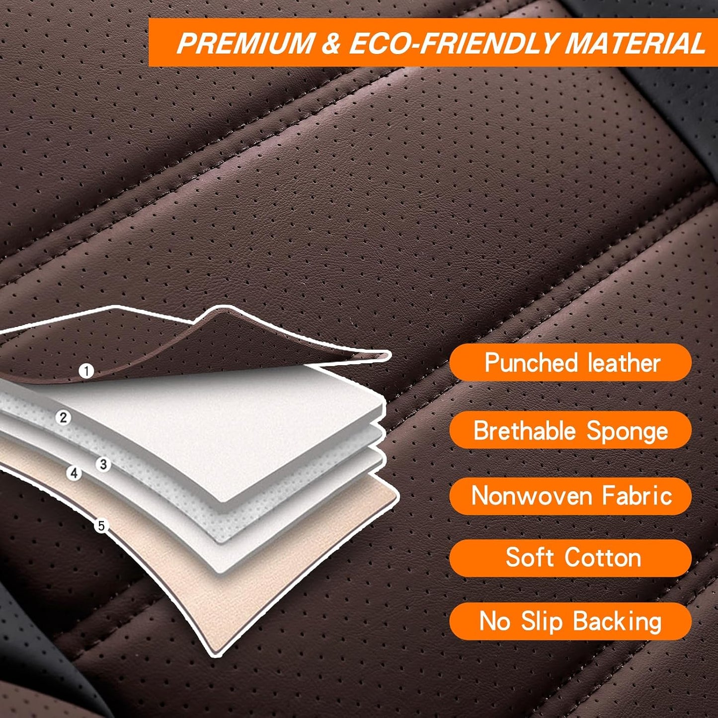 MINGBRON Car Seat Cover Full Set, Leather Car Seat Cover, Waterproof Seat Covers, Car Seat Cushion, Nappa Leather Seat Covers Car Seat Protector Universal Fit Most Cars Black