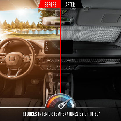 Motor Trend Windshield Sunshade for Car, Truck & SUV, Black - Folding Sun Shade for Front Window, Auto Sun Visor Heat Protection, UV Rays Blocker (58 x 24 Inch)