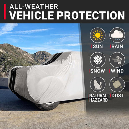 iCarCover 15-Layer Car Cover Waterproof All Weather | Premium Quality Car Covers for Automobiles, UV Protection, El Camino, Impala, Bel Air, Monte Carlo, Galaxie, Charger, Size C21 (See Size Chart) - Colors C
