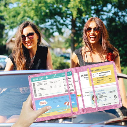 Car Registration and Insurance Card Holder - Leather Vehicle Glove Box Automobile Documents Paperwork Wallet Case Organizer for ID, Driver's License, Key, Cards - Car Accessories for Women&Men