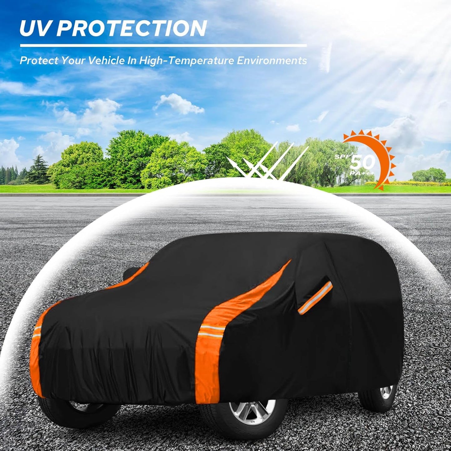 10-Layer Car Cover Waterproof All Weather for Automobiles, Soft Cotton Lining Outdoor Full Covers with Door Zipper, Universal Fit for Sedan 196"-208" L, Size A6 (See Size Chart)