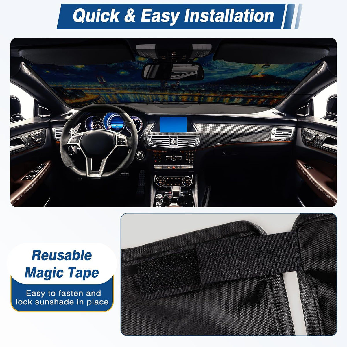 Windshield Sun Shade - Car Sun Shade Windshield, Reflector Sunshade Offers Ultimate Protection for Car Interior, Foldable Front Window Fit for Hatchback, Truck, SUV, MPV