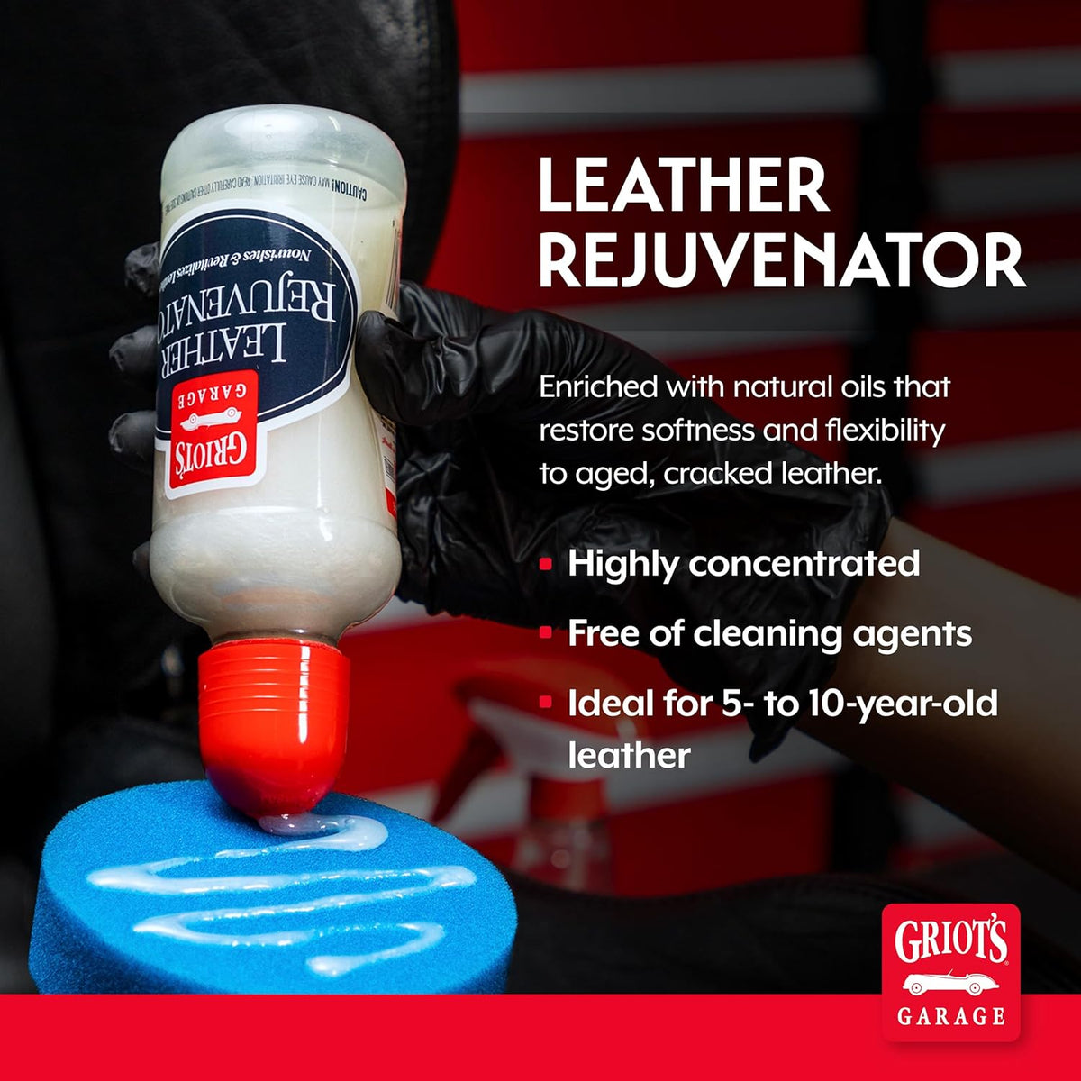 Griot's Garage Leather Rejuvenator for Car Seats, Upholstery, Auto, Home, Furniture, Shoes, Boots, Accessories, and More, Conditioner and Protectant, 8 Ounces