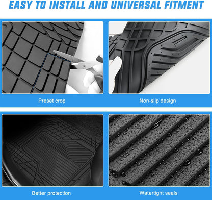 Nilight Rubber Cargo Mats for Cars Trucks SUVs,Universal Trim to fit for Most Vehicles,All Weather Protection Heavy Duty Cargo Liners