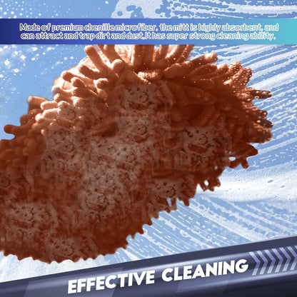 wuyaoyao 2PCS Car Wash Mitt, 10.14"×7.12" Chenille Microfiber Car Wash Mitts, Scratch-Free & Lint-Free, Absorbent Double Sided Clean Glove for Cars Cleaning, Auto Cleaning Supplies (Orange)