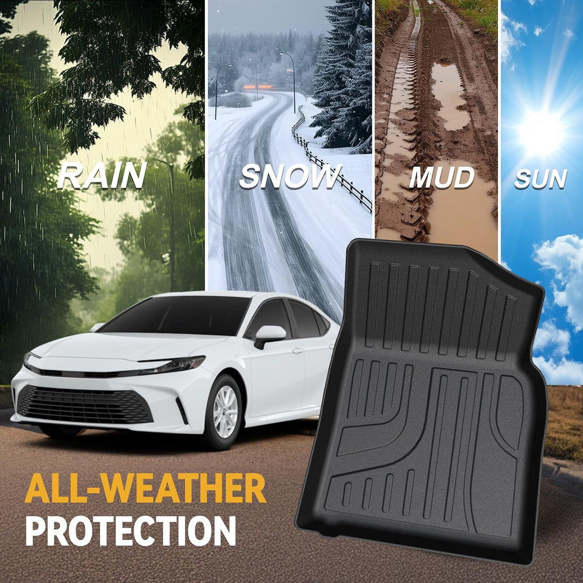 Floor Mats for Toyota Sienna 2021-2026, All Weather Floor Mats Lower Trunk Cargo Liner Accessories, Full Coverage Set (Fit 8-Seat with Spare Tire)