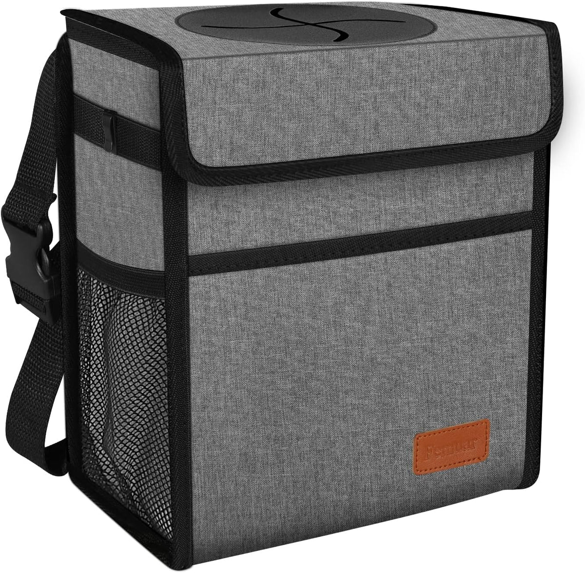Femuar Leak Proof Car Trash Can with Lid - Waterproof Automotive Garbage Bin for SUVs, Collapsible and Portable Car Trash Bag, Black