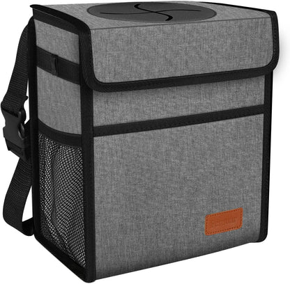 Femuar Leak Proof Car Trash Can with Lid - Waterproof Automotive Garbage Bin for SUVs, Collapsible and Portable Car Trash Bag, Black