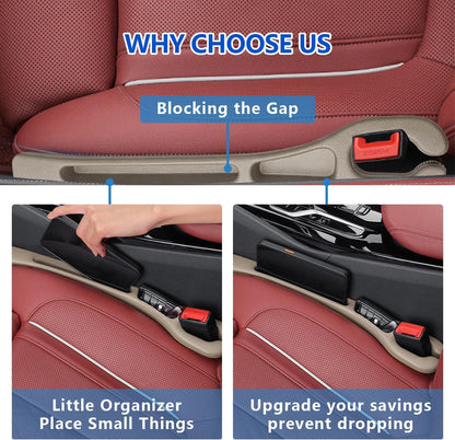 Car Seat Gap Filler Organizer 2Pack,Car Accessories with Safety Hammer,2 in 1 No Drop Seat Guard with Storage Slot for Phone,Keys,Universal Interior Gap Filler for Cars SUV Truck,Red