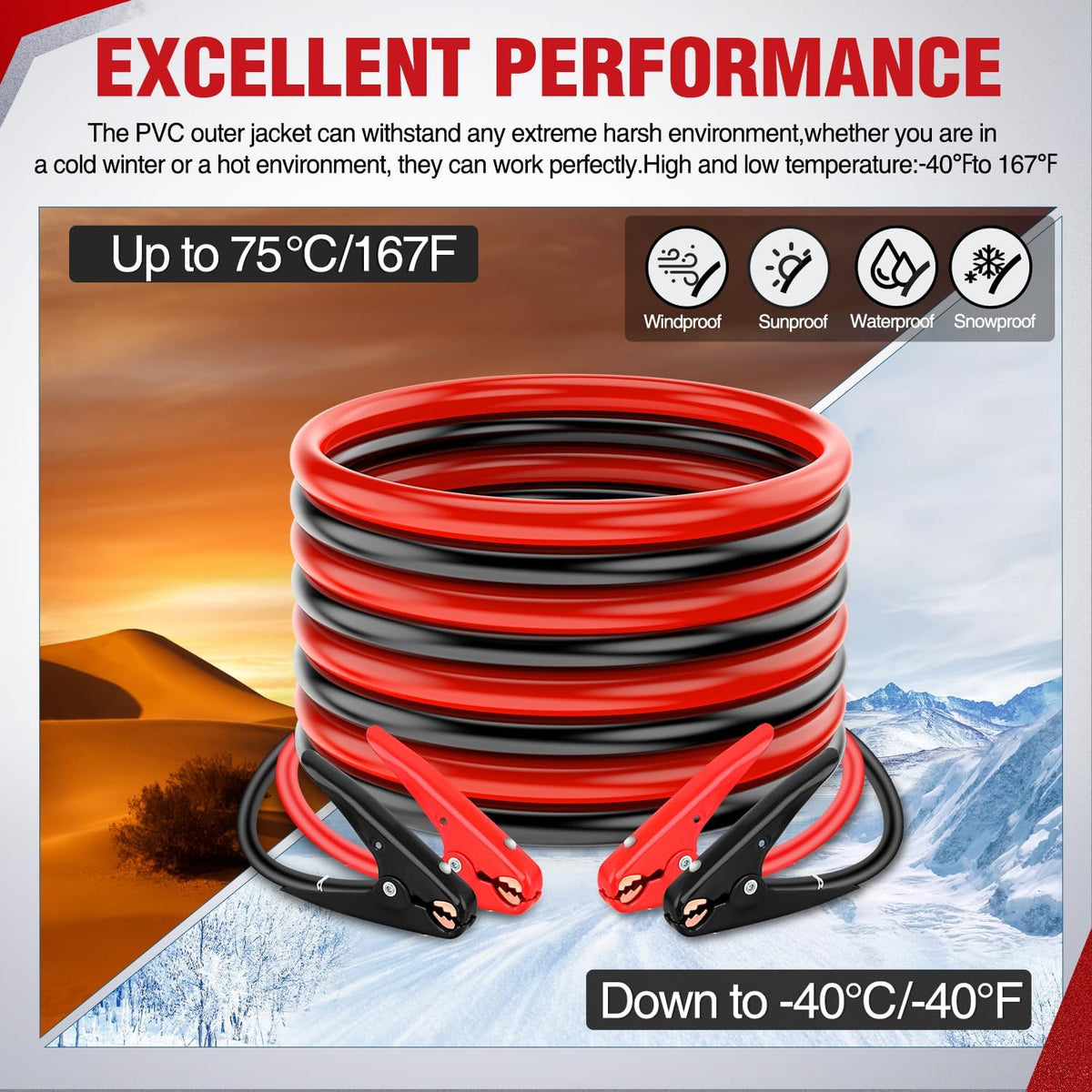 Nilight Jumper Cables for Car Battery 8 Gauge 12 FT Booster Cable Heavy Duty 250 A CCA with Carrying Bag Jump Start Emergency Kit Pickup Vans SUV Sedan Motorcycle