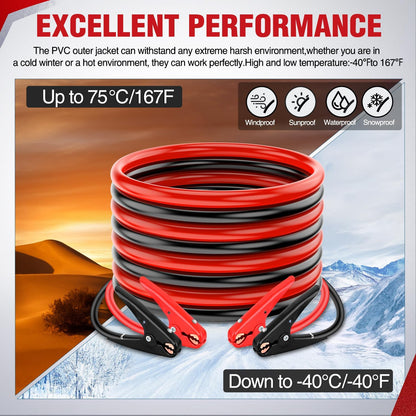 Nilight Jumper Cables for Car Battery 8 Gauge 12 FT Booster Cable Heavy Duty 250 A CCA with Carrying Bag Jump Start Emergency Kit Pickup Vans SUV Sedan Motorcycle