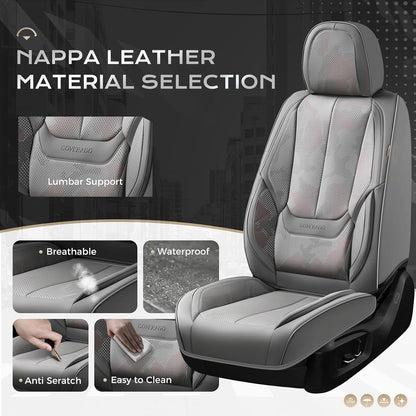 Coverado Seat Covers Full Set, Black Seat Covers for Cars 5 Seats, Car Seat Protector, Waterproof Nappa Leather Car Seat Cushion, Front and Rear Car Seat Cover Fit for Most Sedans SUV Pick-up Truck - Colors B