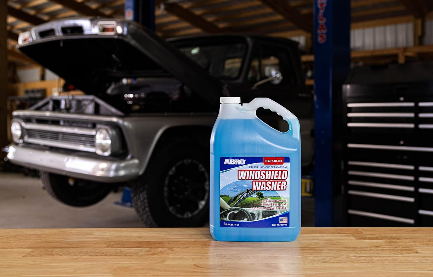 ABRO Windshield Washer Fluid Ready to Use Formula - 1 Gallon, Pre-Mixed, Streak-Free Cleanliness, 2-In-1 Removes Bugs & Tar