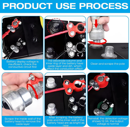 10pcs Stainless Steel Battery Tterminal Cleaner,Battery Terminal Cleaning Brushes, Universal Battery Post Cleaner Tool for Car, Truck, Marine Top & Side Terminals Dirt Removal